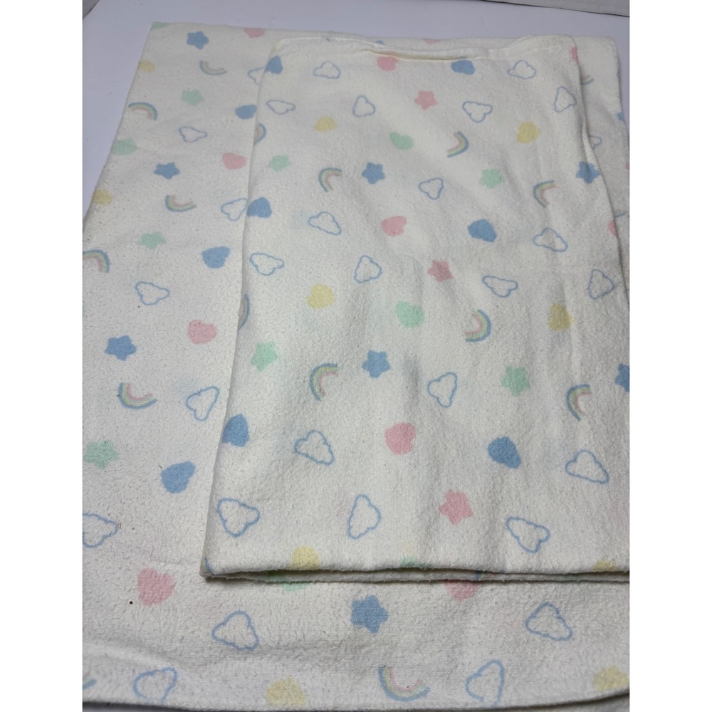 Vintage Pastel Beacon Baby Blankets 2pc WPL 1675 Cotton Rainbow 28x36 Made USA